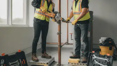Emergency plumber repairing burst pipe in Saint Louis, MO home