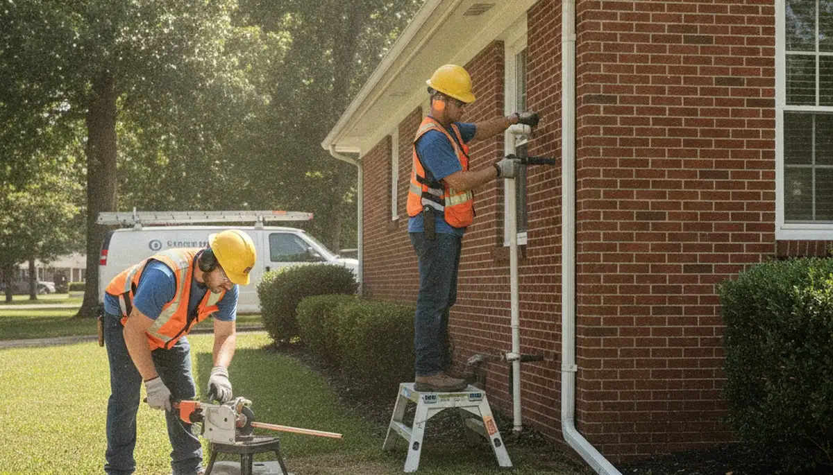 Professional plumber repairing a leak in Saint Louis, MO for residential plumbing service