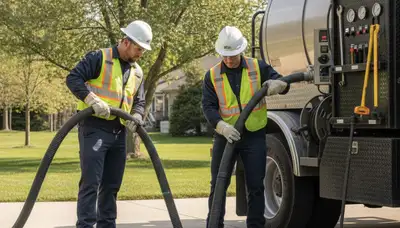 Septic pumping service truck for Saint Louis, MO homes by On Call Plumbers