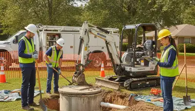 Saint Louis, MO plumber inspecting septic repair system for a home service call