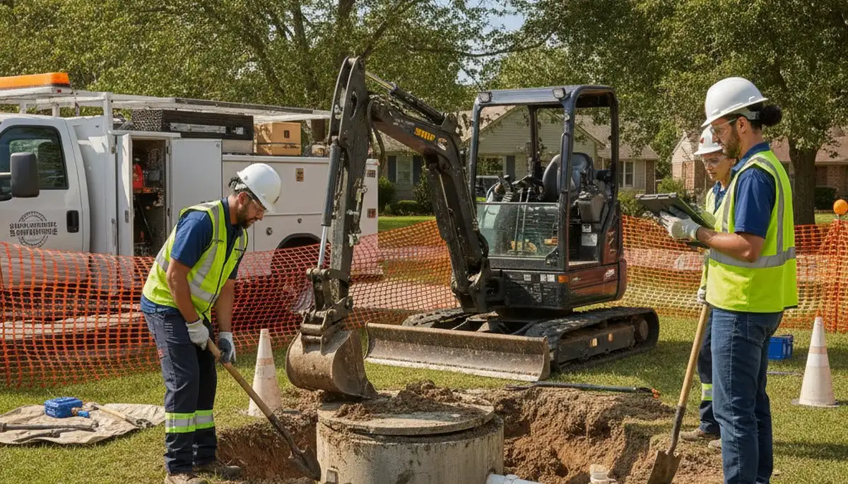 Saint Louis, MO plumber inspecting a septic repair system for a residential home