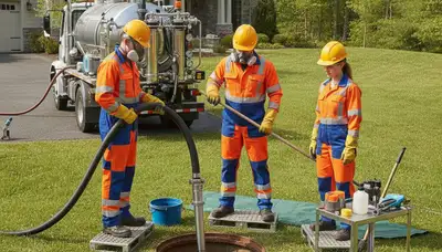 Saint Louis, MO plumbers cleaning a septic tank for a home service call