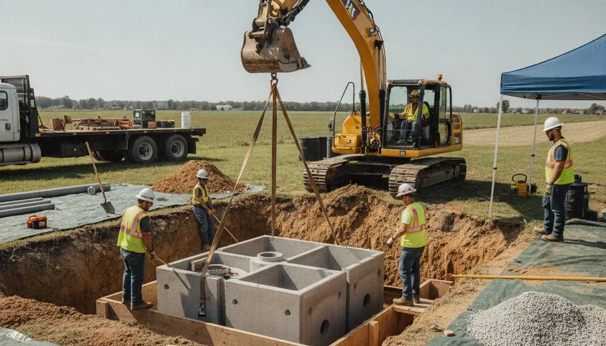Saint Louis, MO plumber installing septic tank for a home connection