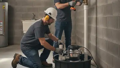 Sump pump installation in Saint Louis, MO basement by On Call Plumbers for flood protection